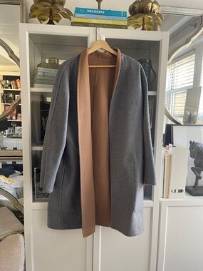 Women's Vince Reversible  Gray & Camel Open-Front Coat